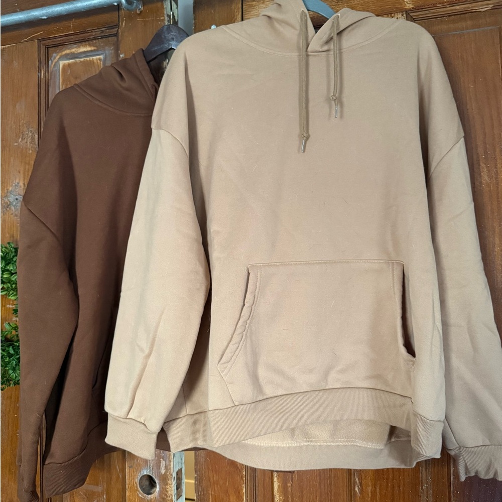 SHEIN 2pk Tan and Brown Women's Hoodies